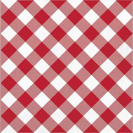 CREATIVE CONVERTING Red and White Gingham Napkins, 6.5", 192PK 349597